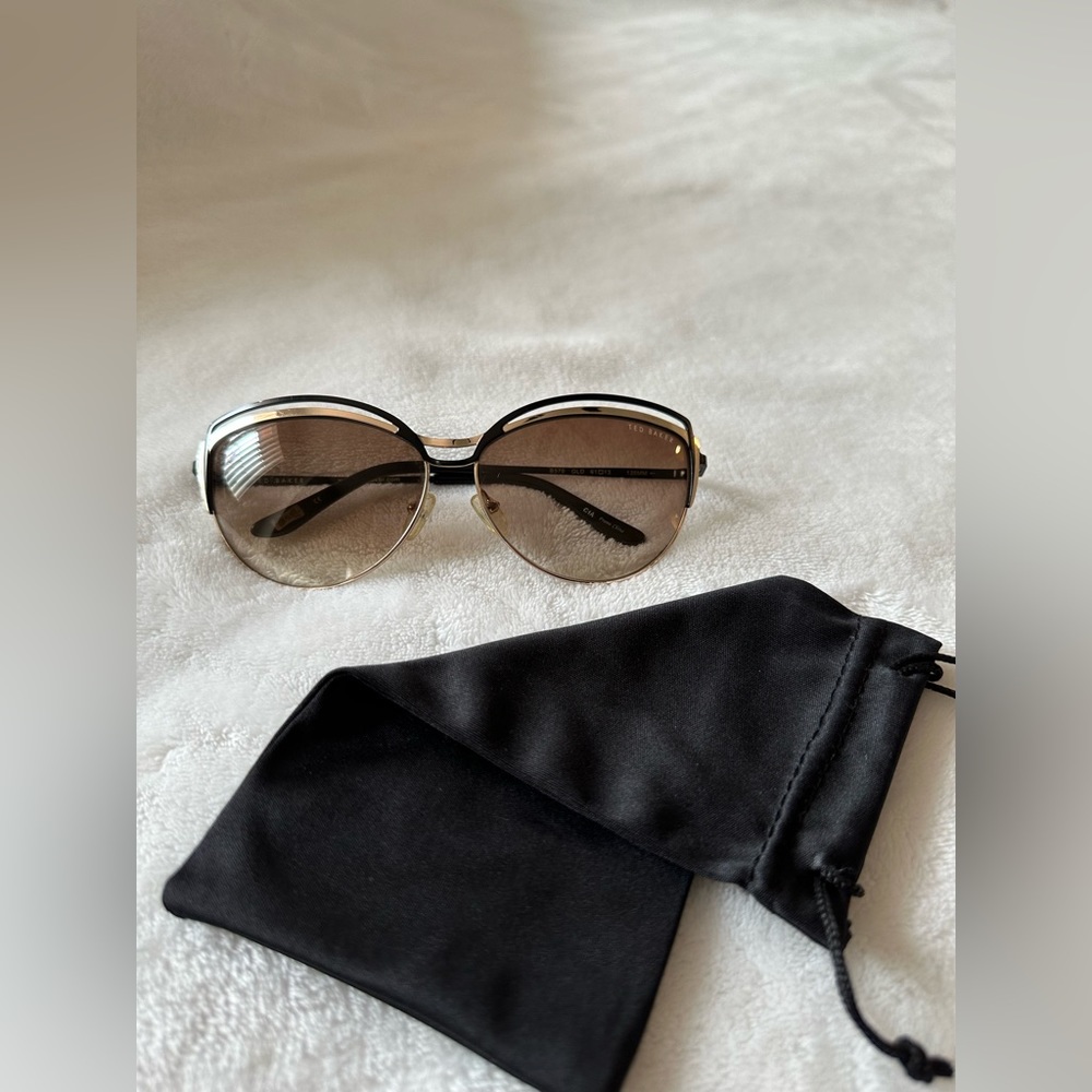 Ted Baker Black Frame with Gold Trim and Brown Gradient Lenses Sunglasses